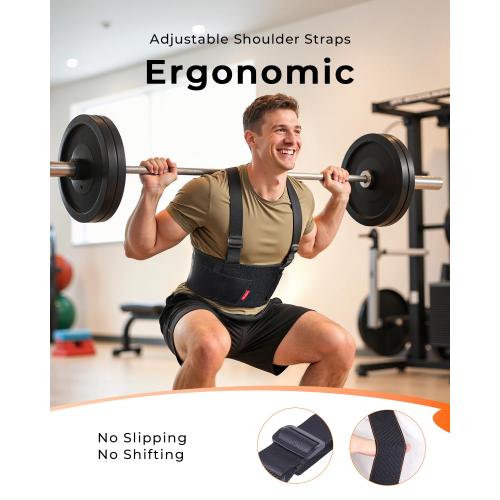 Medical-Grade Work Back Brace with Adjustable Shoulder Straps [Stronger Support & Breathable Mesh] Lower Back Support Belt for Men Women - Pain Relief for Lifting, Warehouse, Construction & Moving