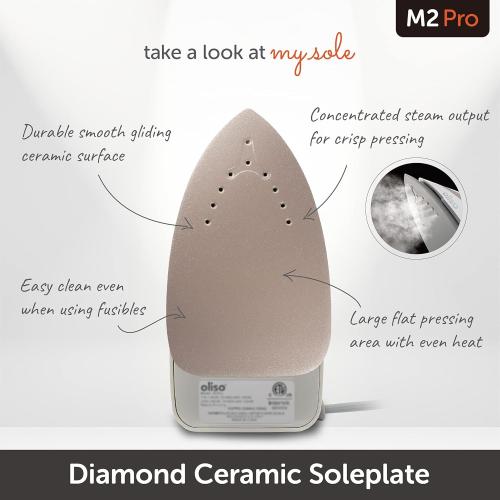 Oliso M2 Mini Project Steam Iron with Solemate - for Sewing, Quilting, Crafting, and Travel | 1000 Watt Dual Voltage Ceramic Soleplate Steam Iron, Turquoise