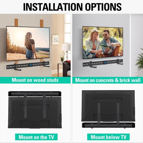 Mounting Dream Soundbar Mount Sound Bar TV Bracket with Holes/Without Holes, Non-Slip Base Holder Extends 3.4 to 6.1, Up to 20 LBS, Safe and Easy to Install MD5425