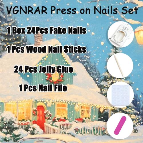 Christmas Nails,24Pcs Short Press on Nails Christmas Fake Nails with Cute Green Monster Designs Full Cover Glitter Red Green Xmas False Nail Holiday Artificial Square Glue on Nail for Women DIY Nail