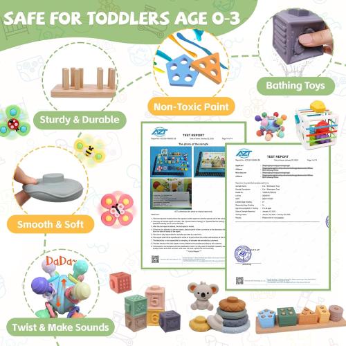 Montessori Baby Toys Set for 9-18 Months, Infant Sensory Toys Color Learning and Musical Enlightenment