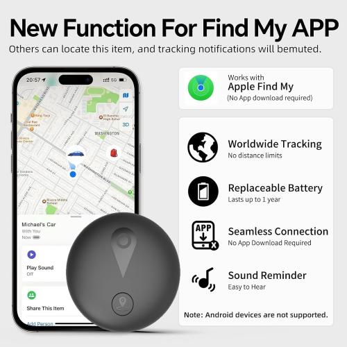 GPS Tracker for Dogs, Smart Collar with Real-Time Location, Pet Location Tracker with Holder, No Monthly Fee & No SIM Card, Works with iOS Find My, Ultra-Slim IP68 Waterproof Dog Tracker