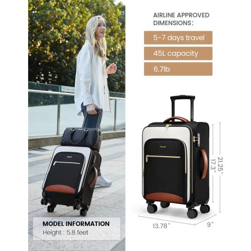 LOVEVOOK Carry On Luggage 22x14x9 Airline Approved, 20 Inch Softside Suitcases with Wheels, Lightweight Spinner Carry on Suitcase with TSA Lock, Water-Resistant Large Capacity Luggage for Travel