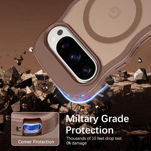 BENTOBEN Magnetic for Google Pixel 10 Pro Case Cute, Curly Wavy Pixel 10Pro Case [Compatible with MagSafe] Anti-Slip Bumper Matte Slim Women Men Boys Phone Cover for Google 10Pro 6.3, Desert Titanium
