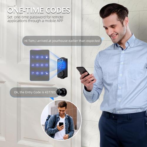 Smart Locks for Front Door,APP Control Keyless Entry Fingerprint Door Lock,Keypad Deadbolt Set with Handle,Easy Installation,Auto-Lock,(Matte Black)
