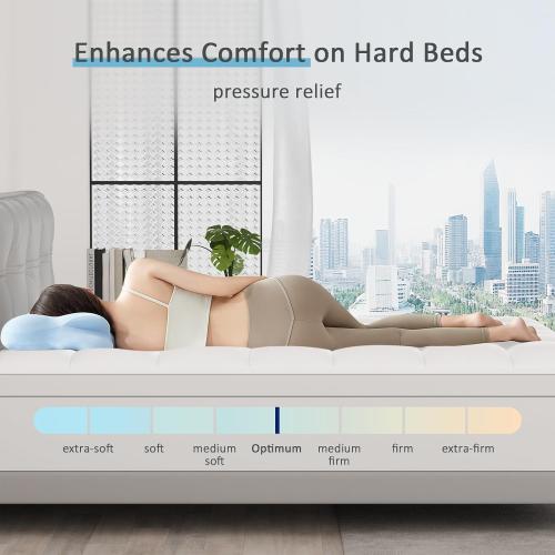 Dual Layer 4.5 Inch Memory Foam Mattress Topper Queen, 2.5 Inch Cooling Memory Foam, 2 Inch Thick Pillow Top Mattress Pad Cover for Hard Bed, Soft Fluffy & Pressure Relief & Medium Support