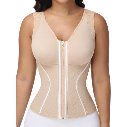 SHAPSHE Waist Trainer Corset for Women Tummy Control Workout Sport Girdle Hourglass Cincher Body Shaper Postpartum with Bra large
