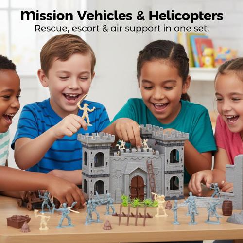 3 otters 310PCS Military Soldier Playset, Toy Soldiers Medieval Knight Army Men Pirate Castle Model Assembly for Boys Birthday Party Gift