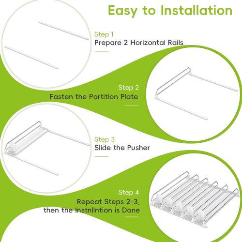 Soda Can Dispenser for Refrigerator,Self-Pushing Drink Organizer for Fridge, Width Adjustable Fridge Organization, Beer Pop Can Water Bottle Drink Dispenser for Fridge (15.1D) White (White, 6 Row)