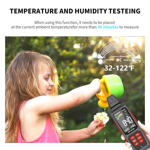 EMF Detector, TEMIRUP 5 in 1 Handheld EMF Meter Radiation Detector, Detects EF, RF, MF, WiFi Signal,Temperature, Humidity, Rechargeable EMF Reader with Large Color LCD for Home, Office, Ghost Hunting