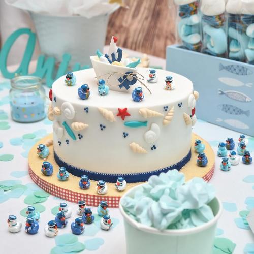 72 Pcs Mini Sailor Cruise Ducks Bulk for Hiding Tiny Resin Blue Cruise Ducks Miniature Sailor Duck Figurines for Ship Nautical Birthday Carnival Party Favors Gift Decoration