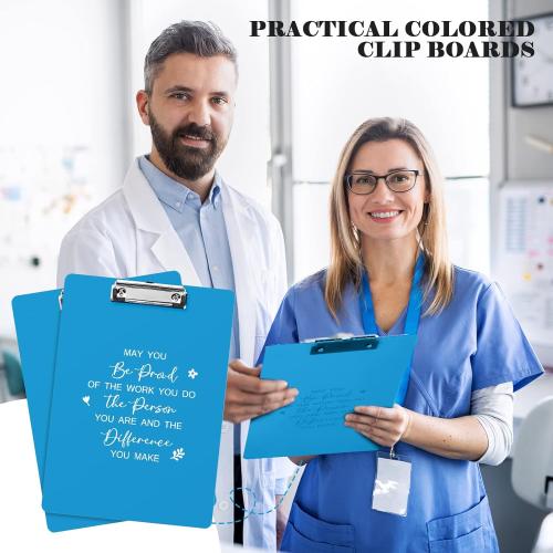 7 Pack Employee Appreciation Gift Plastic Clip Boards Colored Clear Clipboards with Low Profile Clip Inspirational Office Standard A4 Letter Size Teacher Gifts Team Gift