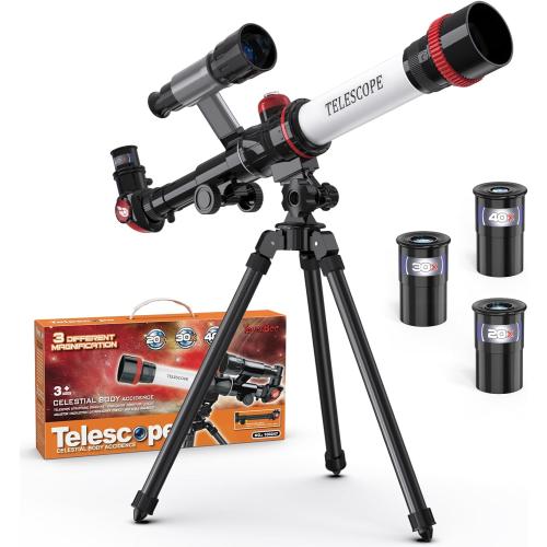 ToyerBee Kids Telescope, Space Toys with 3 Eyepieces & Compass, Portable Science Kits for Kids as Astronomy Gifts, Great Educational Telescope and Stem Toys to See Moon, Buildings and Animals