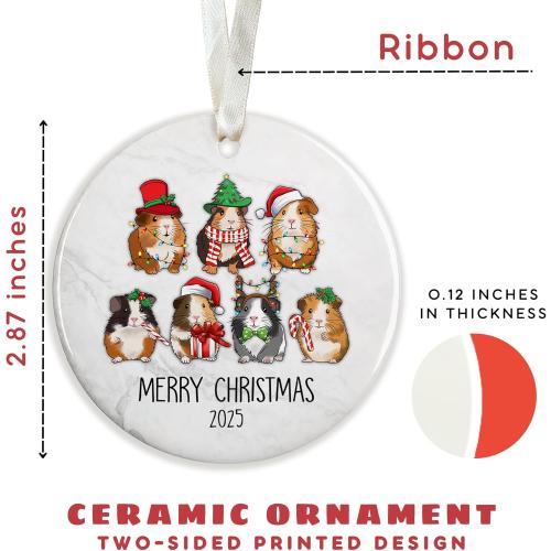 Guinea Pig Christmas Ornament - Guinea Pig Lovers Ornaments for Christmas Tree, Cute Animals Pet Ornaments - Ceramic Ornament 2025