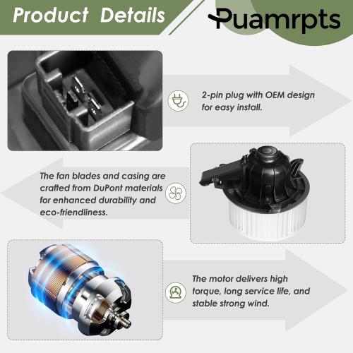HVAC Heater Blower Motor and Resistor Compatible with Ford Vehicles - F150 2009-2014, 2009-2017 Expedition Front - Replace# 700237 3F2Z18591AA, with ATC