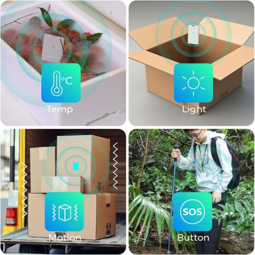 Beige seeed studio T1000-A GPS Tracker with Temp, Light, Motion Sensor, LoRaWAN, Bluetooth and Wi-fi Transmission, Bluetooth, Wi-fi, Panic Button and Buzzer, GNSS, 6.5mm Card Size, IP65 Waterproofing