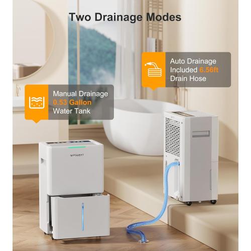 4000 sq.ft Dehumidifier for Basement, 45 Pint Dehumidifiers for Home with Drain Hose, WPSOERT Smart Compressor Dehumidifies for Large Room, Bedroom, 3 Modes, Intelligent Humidity Control, Auto Defrost
