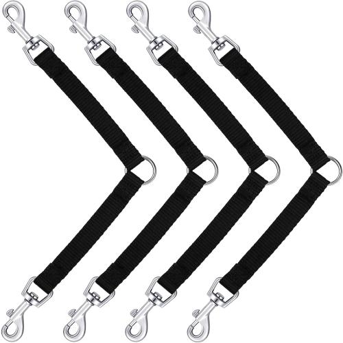 Reginary 4 Pieces No Tangle Dog Leash Couplers Black Double Clip Leash for Two Clasp Dog 0.6 Inch Wide Heavy Duty Nylon for Large Pet Walking Supplies, 4 Inch