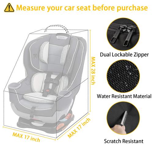 Black and Grey 17x17x28 YOREPEK Padded Car Seat Travel Bag Backpack for Airplane, Heavy Duty Car Seat Bags for Air Travel, Carseat Cover for Airplane Travel with Shoulder Strap, Car Seats Carrier for Airport, Black