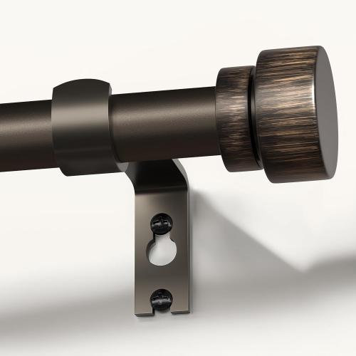 Lootkell Modern Antique Brown Bronze Curtain Rods for Windows 66 to 120 Inches Adjustable Heavy Duty 1 Diameter Window Rod with Decorative Finials for Outdoor Farmhouse Bedroom Kitchen Living Room
