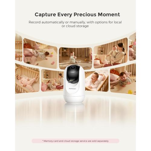 Momcozy Smart WiFi Baby Monitor with Camera and Audio, 5 1080P Screen with Wall Mount, Motion & Cry Detection, Safe Fence,Clear Night Vision, 5000mAh Battery, 2-Way Talk, Photo & Video Recording,BM04