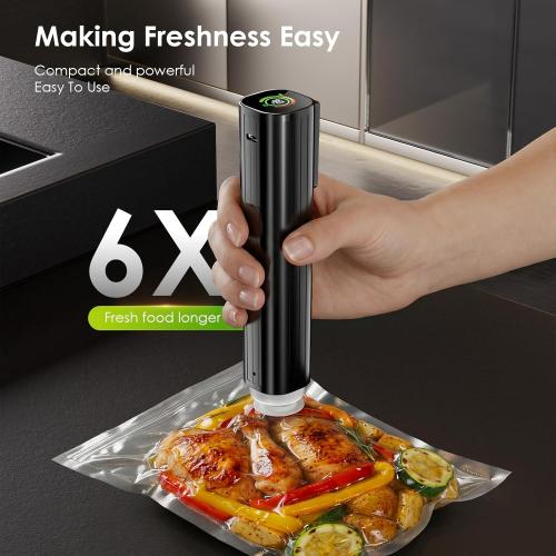 Elxis Vacuum Sealer, Portable handheld Vacuum Sealer   30 Reusable Vacuum Bags, Portable Food Sealer, With LED pressure display, 2-Speed Pressure Control (60/80 Kpa)