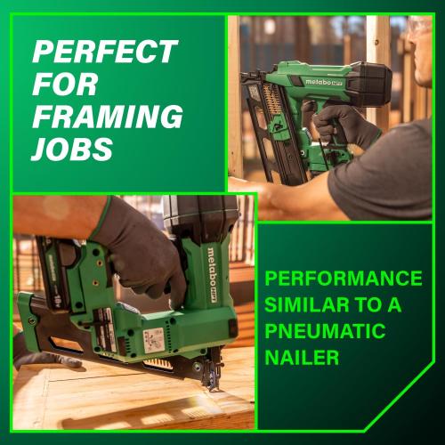 Metabo HPT 18V MultiVolt Cordless 21° Framing Nailer Kit, 3-1/2 Plastic Strip Framing Cordless Nailer, Power Tool with 4.0Ah Lithium Ion Battery, Drives 2 to 3-1/2 Nails, NR1890DRA