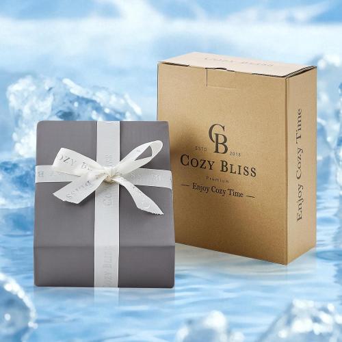 Cozy Bliss Premium Cooling Sheet Set Queen Size, Q-Max>0.4, 3PCS No Flat Sheet with 2 Pillowcases, Breathable Fitted Sheet for Hot Sleepers & Night Sweats, Deep Pocket Up to 18 Inches, Dark Grey
