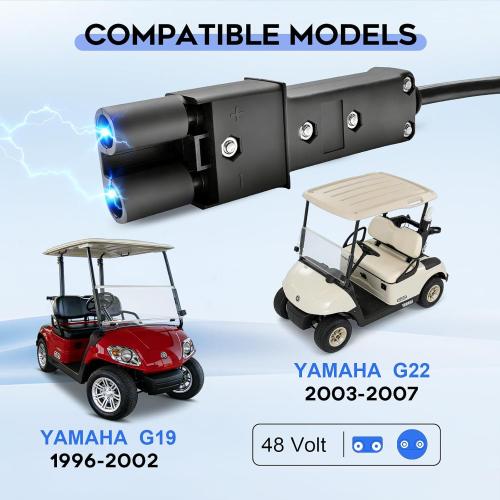 15 Amp 48 Volt Golf Cart Battery Charger for Yamaha G19-G22 with 2-Pin Plug