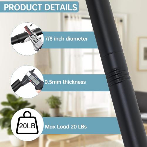 Matte Black 32-62 BRIOFOX Tension Curtain Rod Adjustable 32 to 62 inch - Spring Tension Shower Curtain Rod No Drilling Non Slip