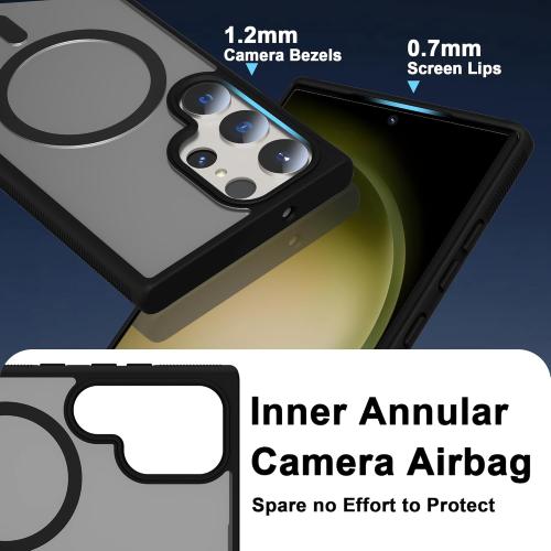 for Samsung Galaxy S23 Ultra Case [Compatible with MagSafe] Slim Translucent Hard Matte Back Phone Case Skin-Friendly Touch Shockproof Protective Cover for Samsung S23 Ultra 6.8, Black