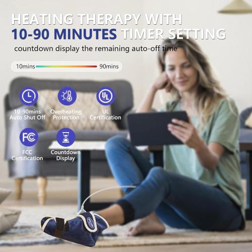 JOBYNA Ankle/Toe/Foot Warmer | Full Coverage Heated Foot Wrap |86-158℉ Continuous Setting| 10-90min Timer| Electric Heating Pad for Plantar Fasciitis Relief, Neuropathy Pain Relief for Foot(1 Pack)