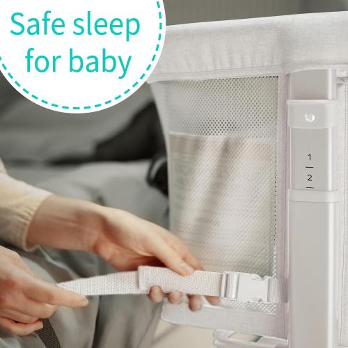 AMKE Baby Bassinets, Bedside Sleeper for Baby,All mesh Baby Crib Portable Bassinets for Safe Co-Sleeping, Safe Adjustable Baby Bed for Baby Infant Newborn Girl Boy (Ivory-White)