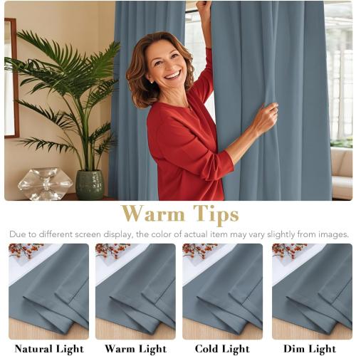 H.VERSAILTEX Blackout Curtains Thermal Insulated Window Treatment Panels Room Darkening Blackout Drapes for Living Room Back Tab/Rod Pocket Bedroom Draperies, 52 x 84 Inch, Stone Blue, 2 Panels