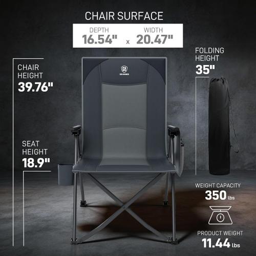 EVER ADVANCED Reclining Camping Chairs for Adult Supports 350lbs Grey | Lightweight, Folding Recliner with Adjustable Back, 4-Level Lounge Chairs, Portable Lawn Chairs
