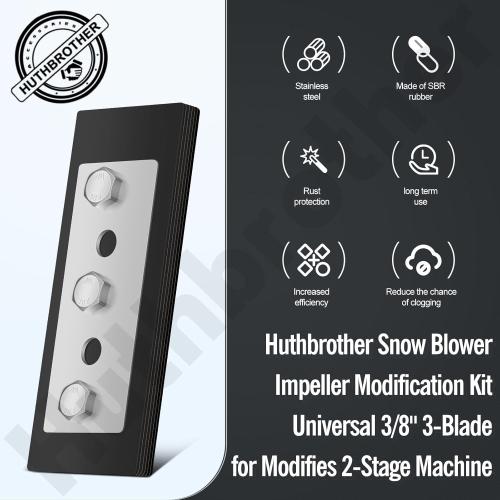 Snow Blower Impeller Modification Kit Universal 3/8 3-Blade, for Modifies 2-Stage Machine, (3)