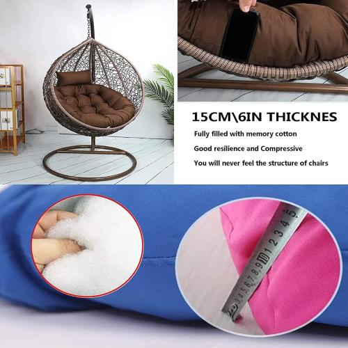 ZTGL 105-125 cm Round Swing Chair Cushion Replacement Egg Chair Cushion Thick Large Hanging Hammock Chair Seat Cushion with Adjustable Pillow, Washable Papasan Cushion,Gray,125x125 cm