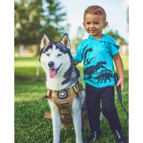 rabbitgoo Medium Tactical Dog Harness for Large, Heavy Duty Pet Harness with Handle, No-Pull Service Vest Large Breed, Adjustable Military Dog Vest for Training Hunting Walking, Brown, M