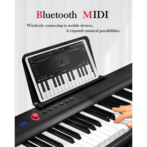 Longeye Foldable Piano Keyboard 88 Key Folding Piano Portable Electric Keyboard Semi Weighted Digital Piano for Beginners with Headphone, Sustain Pedal, Music Rest, Carry Case (Enhanced Sound)