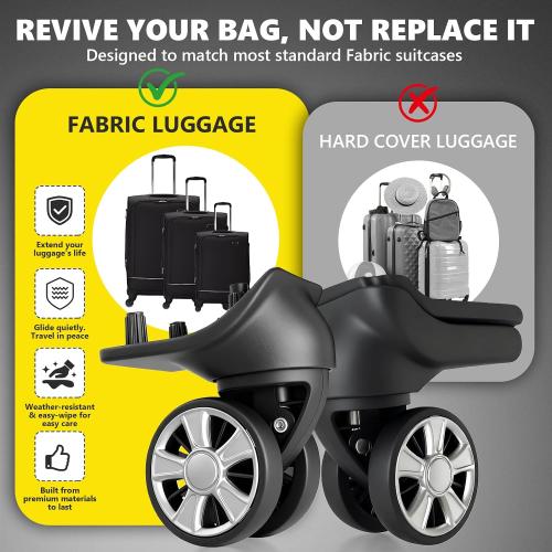 Luggage Wheels Replacement Wheel for Luggage Suitcase Repair 360° Rotating Suitcase Replacement Wheels with 4 Mounting Holes H330 (A Set - 2 pcs)