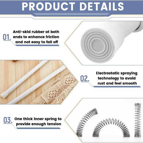 White set of 4 Fabbay Window Security Bar Adjustable Sliding Glass Door Lock Security Stick for Door with Rubber Tips, 23.62-39.37 Inch in Length(White, 4 Pieces)