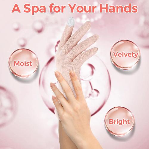 2 Pairs Cotton Moisturizing Gloves Overnight Touchscreen Fingers for SPA Dry Hands Hand Care Day and Night Moisturizing (Medium-Pink)