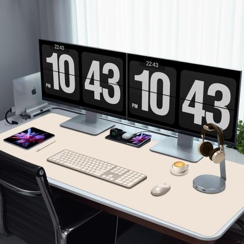 47.2 x 23.6 Large Desk Pad Mat - Non-Slip PU Leather Desk Mat, Large Mouse Pad, Computer Mat for Keyboard Mouse, Waterproof Desk Writing Mat, Desk Blotter Mat for Work (Apricot)