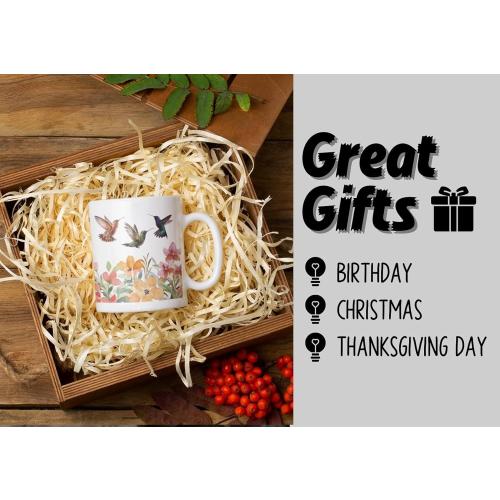 Onebttl Funny Hummingbird Color Changing Coffee Mug - Hummingbird Magic Heat Changing Mug - Hummingbird Gifts for Women, Men, Hummingbird Lovers on Birthday, Xmas - (White)