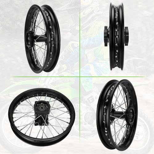 Size 1.85x14 Rear Wheel Rim and 12mm Bearings Strip Kit fit 90/100-14 3.00-14 14 Inch Dirt Pit Bike Tire KLX125 KX85 TTR125 YZ80 RM80 Taotao DB17 SR150 DR90 Apollo 125 Motorcycle Parts (15mm Axle)