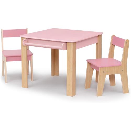 Delta Children - GapKids Table and 2 Chair Set with Paper Roll Holder - Greenguard Gold Certified, Blush Pink