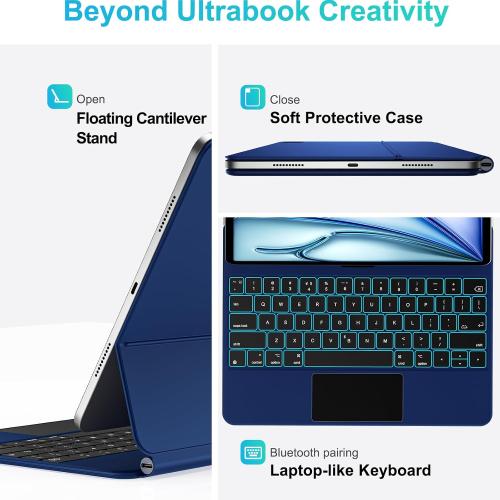Jibrealg Keyboard Case for iPad Air 11(M4 2026/M3 2025/M2 2024) & iPad Pro 11(1st/2nd/3rd/4th Gen), Magic Keyboard with Multi-Touch Trackpad for 10.9 iPad Air 4th/5th Gen with 7-Color Backlit,Blue