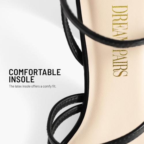 Size 9 Color Black DREAM PAIRS Women's Heels Chunky Block Strappy Square Open Toe Ankle Buckle Heeled Sandals Wedding Party Dress Shoes Indie