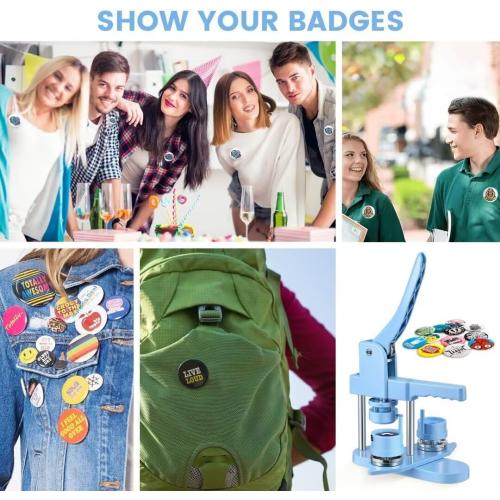 Button Maker Machine Multiple Sizes, 1'' 1.25'' 2.25'' Pin Maker Button Press Machine W/ 300 Sets Metal Pinback Inserts, Pin Making Supplies Kit for DIY Badges