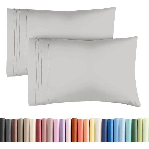 Queen Pillow Cases Set of 2 - Ultra Soft Hotel Quality Pillowcase Covers - Comfy Cozy Bedding for Women, Men, Kids & Teens - Machine Washable Pillow Protectors - 2 Pieces Set - Queen Size French Grey